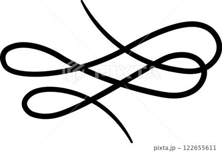 Elegant double looping line forming abstract decorative element is suitable for various design purposes, offering a sophisticated and artistic touch Elegant double looping line forming abstract decorative element is suitable for various design purposes, offering a sophisticated and artistic touch 122655611