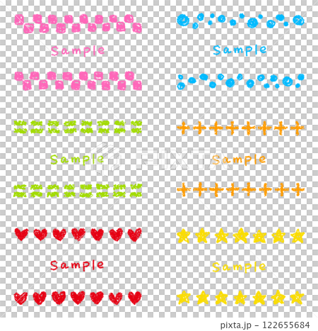 Hand-drawn crayon frame set 122655684