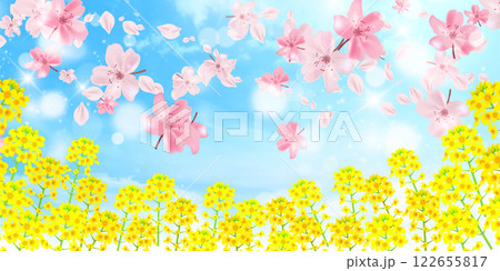 桜　春　菜の花　背景　 122655817