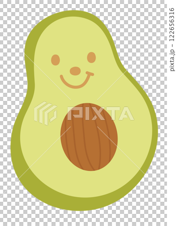 Illustration of happy avocado for fruit, vegetable, vegan, grocery shopping, supermarket, market, department store, cafe, restaurant, healthy menu, recipe, cook book, ingredients, breakfast, brunch 122656316
