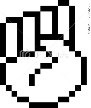 Black and white pixel art depicting a closed fist, embodying strength, power, and resistance within a digital aesthetic, capturing the essence of activism and solidarity 122656422