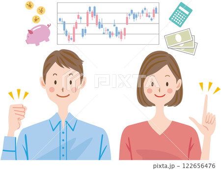投資　資産形成　夫婦　イラスト 122656476