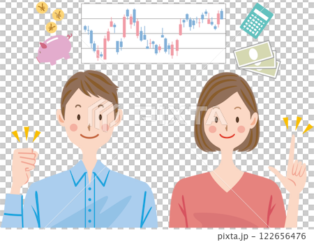 投資　資産形成　夫婦　イラスト 122656476