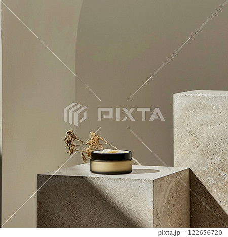 Cosmetic cream in a glass jar. Skin care concept. Background for beauty products 122656720