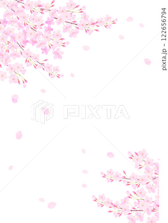 満開の桜のある背景イラスト 122656794