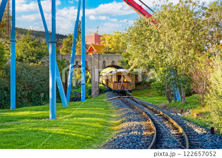 Roller Coaster in funny amusement park. 122657052