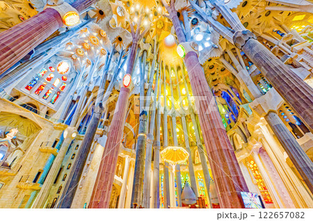 Sagrada Familia,beautiful and majestic interior view. Sagrada Familia,beautiful and majestic interior view. 122657082