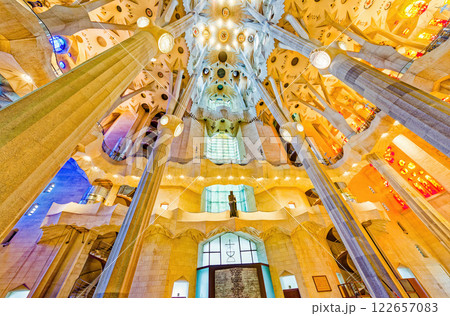 Sagrada Familia,beautiful and majestic interior view. Sagrada Familia,beautiful and majestic interior view. 122657083