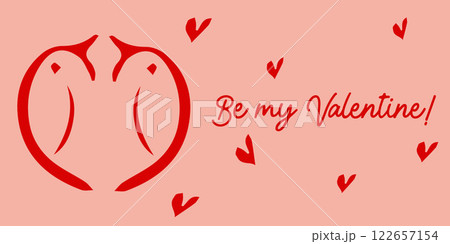 Happy Valentine Day Background with hearts couple birds, be my valentine. Red. Promotion and shopping template for love and valentine day concept. Greeting card. Happy Valentine Day Background with hearts couple birds, be my valentine. Red. Promotion and shopping template for love and valentine day concept. Greeting card. 122657154
