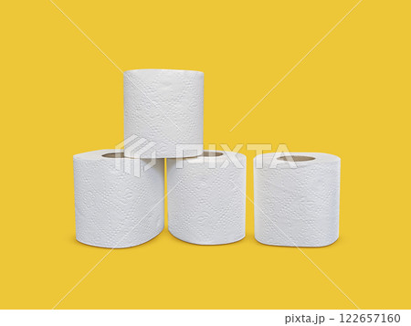 Toilet paper roll on yellow background Toilet paper roll on yellow background 122657160