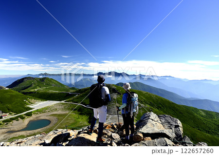 朝の乗鞍、富士見岳からの風景（撮影地：乗鞍、富士見岳） 122657260