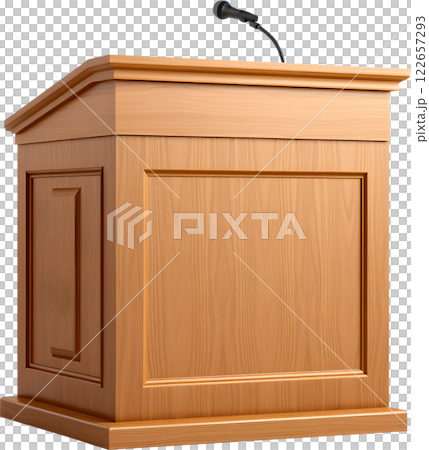 Classic design wooden podium and microphone 122657293
