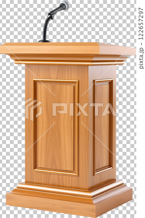 Classic design wooden podium and microphone 122657297