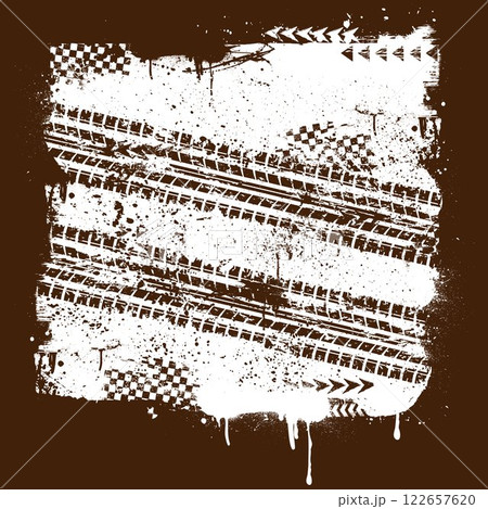 Square tire track brown grunge banner Square tire track brown grunge banner 122657620
