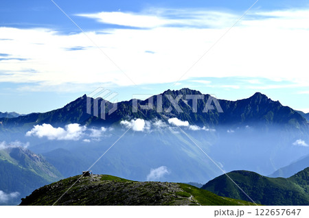 朝の乗鞍、富士見岳からの風景(撮影地:乗鞍、富士見岳) 朝の乗鞍、富士見岳からの風景(撮影地:乗鞍、富士見岳) 122657647