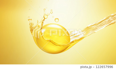 "スプラッシュな黄色の水滴のクローズアップ." "スプラッシュな黄色の水滴のクローズアップ." 122657996
