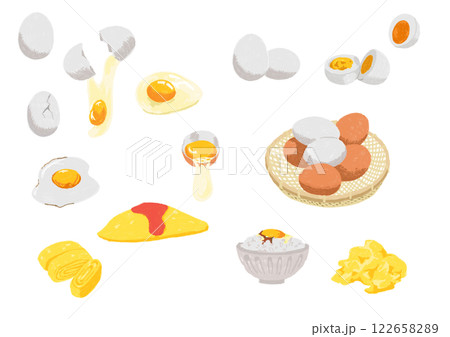 色鉛筆で描いた卵のイラストセット 色鉛筆で描いた卵のイラストセット 122658289
