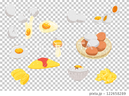 Set of colored pencil illustrations of eggs 122658289