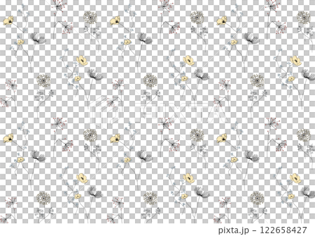 Retro and beautiful line drawing botanical background material 122658427