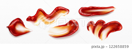 Ketchup splash set with various liquid shapes Ketchup splash set with various liquid shapes 122658859