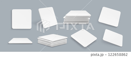 Blank drink coasters set isolated on background 122658862