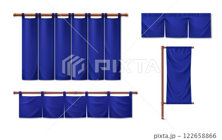 Japanese curtain collection isolated on white 122658866