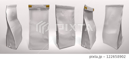 Paper coffee bag mockup set in various angles 122658902