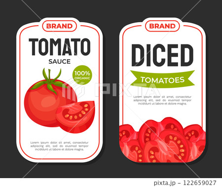 Tomato Sauce Product and Food Label Design Vector Template 122659027