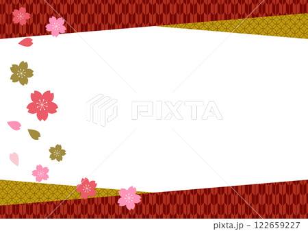 桜の花が舞う春の和柄和風背景1 桜の花が舞う春の和柄和風背景1 122659227