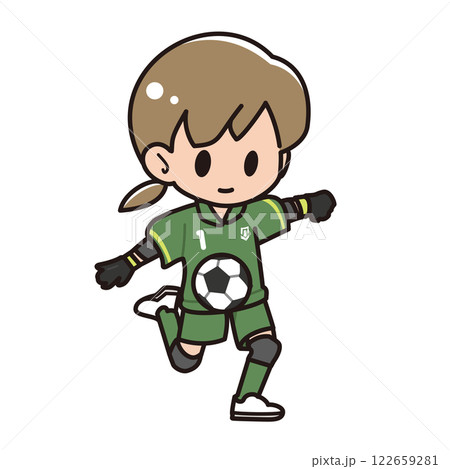 サッカーでパントキックするゴールキーパーの子ども サッカーでパントキックするゴールキーパーの子ども 122659281