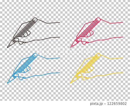 えんぴつを手に持つイラスト 文房具アイコン えんぴつを手に持つイラスト 文房具アイコン 122659802