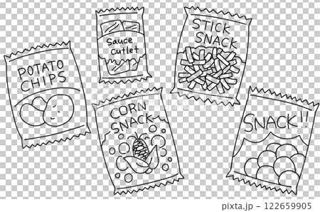 簡易小吃套裝，線條畫 122659905