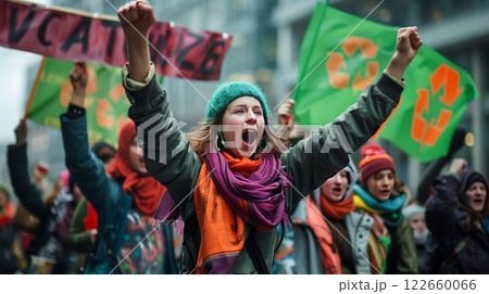 Activists rallied for glass recycling, advocating sustainable practices to protect our planet's future. 122660066