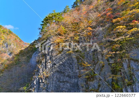 久慈川渓流の絶壁と紅葉 岩手県 久慈川渓流の絶壁と紅葉 岩手県 122660377
