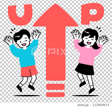 Children's growth_Boys and girls jumping with arms raised, smiling with joy at their improved grades Children's growth_Boys and girls jumping with arms raised, smiling with joy at their improved grades 122660615