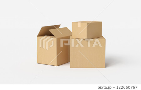 Cardboard Box Mock up for copy space. 3D Rendering 122660767