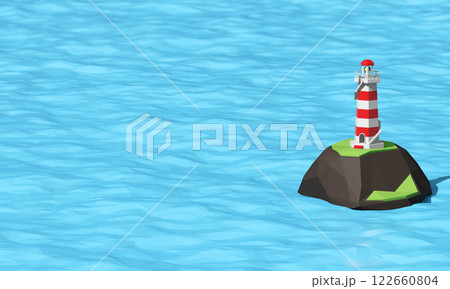 Lighthouse and Island on the Sea. 3D Rendering Lighthouse and Island on the Sea. 3D Rendering 122660804