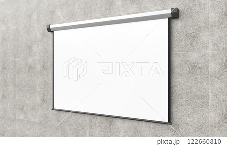 White Blank Screen for Beam Projector. Mock up. 3D Rendering 122660810