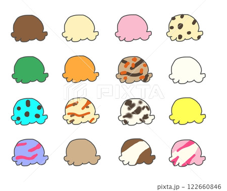 いろいろなアイスクリームのフレーバーセット 122660846