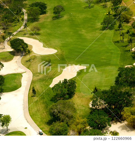 Elevevated view of golf course Elevevated view of golf course 122660966