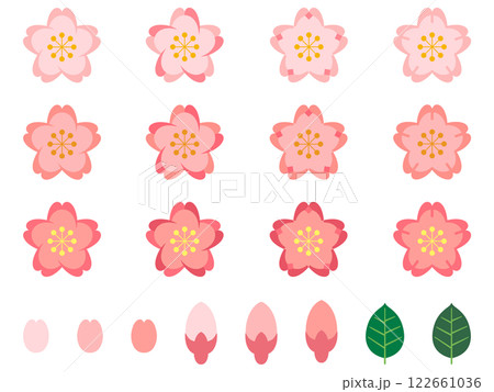 カラフルな桜の花のセットその4 カラフルな桜の花のセットその4 122661036