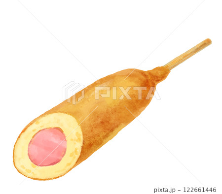 アメリカンドッグの断面の手描きイラスト アメリカンドッグの断面の手描きイラスト 122661446