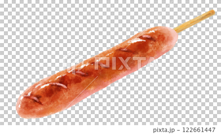 Illustration of a grilled frankfurter (plain) Illustration of a grilled frankfurter (plain) 122661447