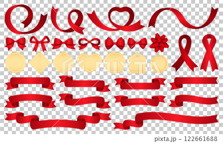Ribbon and frame decoration gradation set (red and gold) 122661688