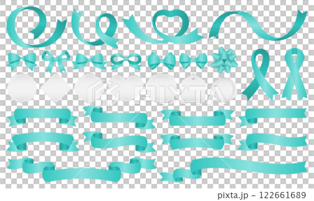 Ribbon and frame decoration gradation set (green/silver) 122661689