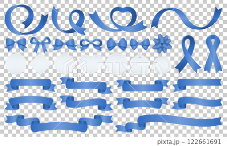 Ribbon and frame decoration gradation set (blue/silver) Ribbon and frame decoration gradation set (blue/silver) 122661691