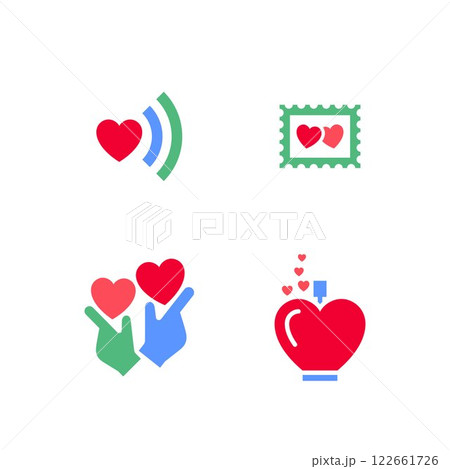 Set icons or Valentines day symbols, holiday signs designed for celebration Set icons or Valentines day symbols, holiday signs designed for celebration 122661726