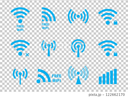 Wi-Fi mark blue (light blue) free Wi-Fi icon illustration set (12 types) Wi-Fi mark blue (light blue) free Wi-Fi icon illustration set (12 types) 122662170
