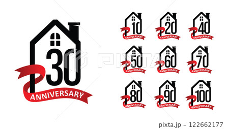 Set of anniversary modern house number 122662177