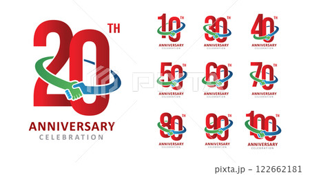 Set of anniversary hand deal number Set of anniversary hand deal number 122662181